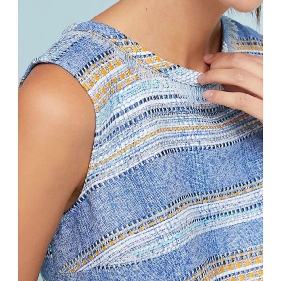 Anthropologie Akemi + Kin Tweed Fringe Dress Size 2 Shift Sleeveless Pockets - Picture 2 of 9